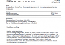 Ratsantrag Die Linke: „Prüfauftrag: Schaffung Gymnastikräume durch Umnutzung bestehender Gebäude“